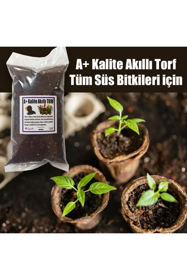 A+ Kalite Süs Bitkileri için Akıllı Torf (1,5 Litre)